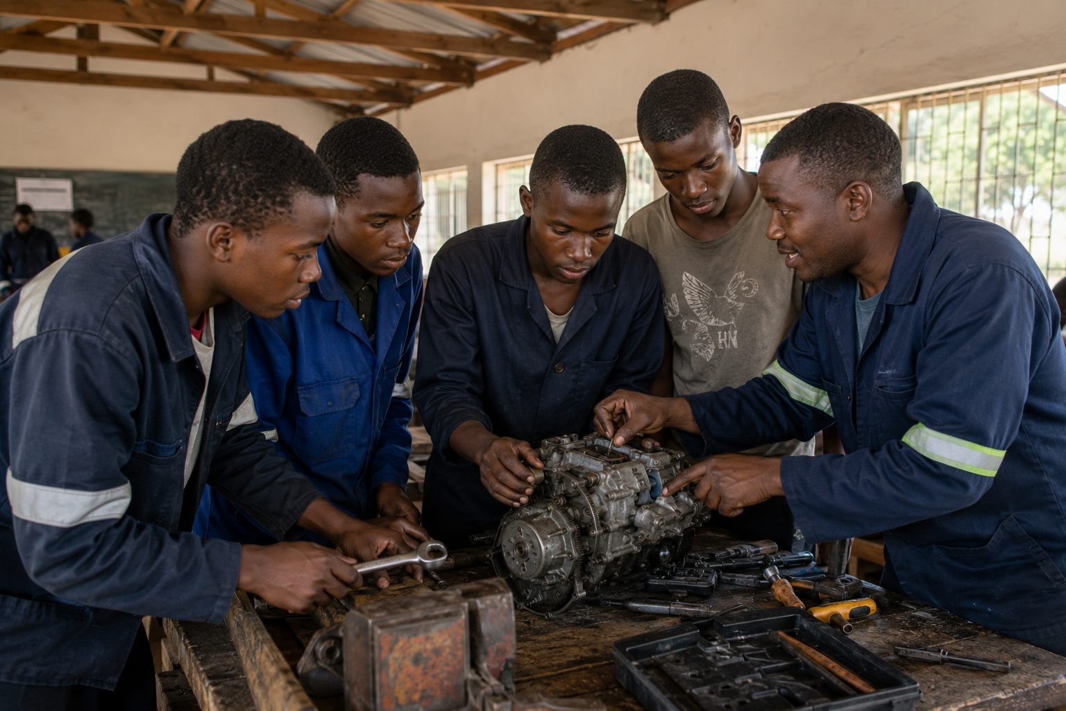 Young Zimbabwean boy engaged in youth development and skills training