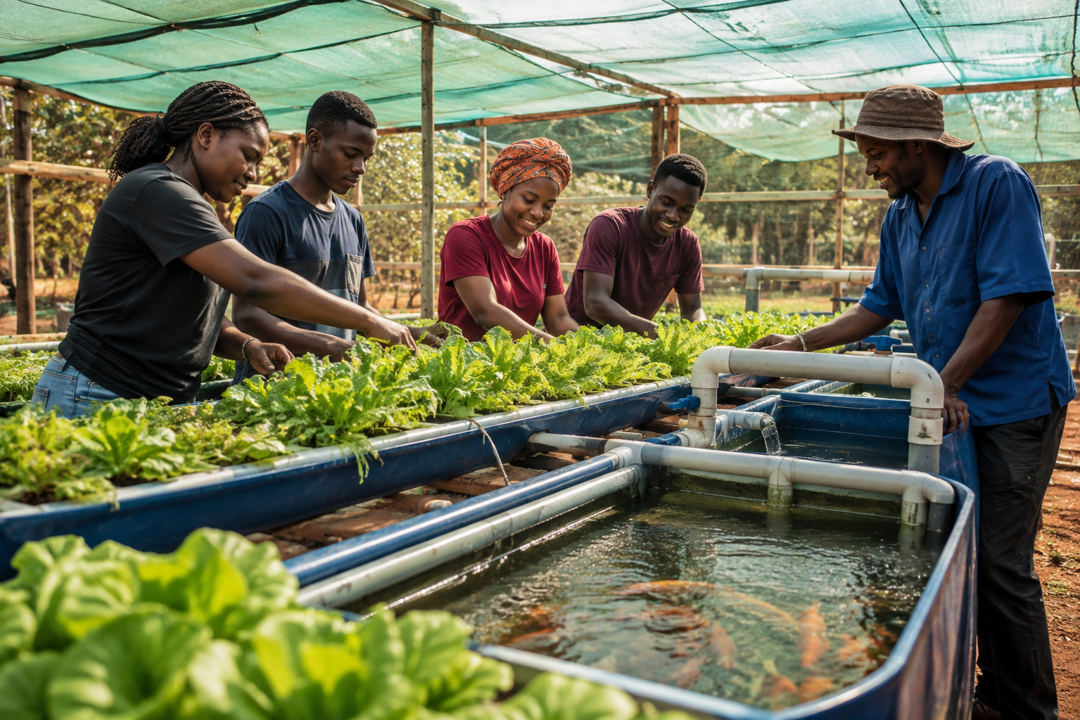 Aquaponics food production initiative in Bindura, Zimbabwe